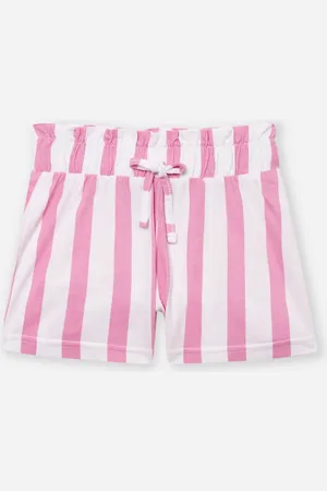 C&A Short de algodão infantil clochard listrado rosa