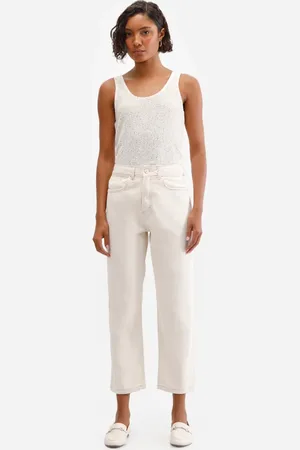 C&A Calça reta feminina de sarja bege