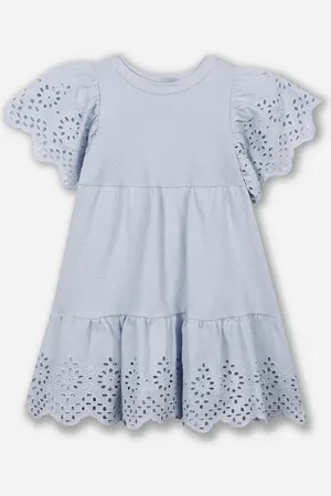 C&A Vestido infantil de algodão com bordado azul