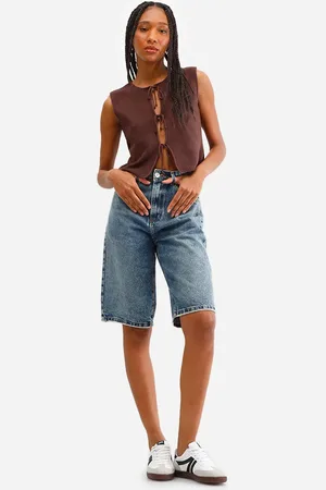 C&A Bermuda jorts feminina jeans destroyed azul