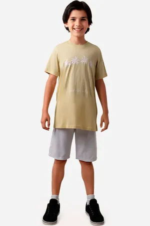 C&A Camiseta juvenil de algodão coqueiros amarela