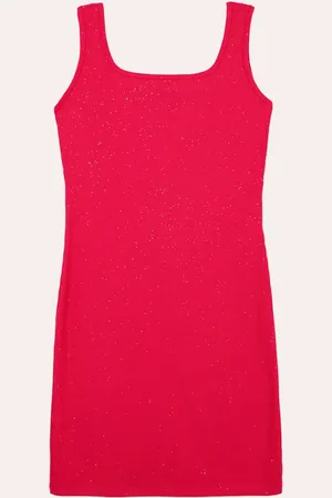 C&A Vestido juvenil canelado com brilho rosa