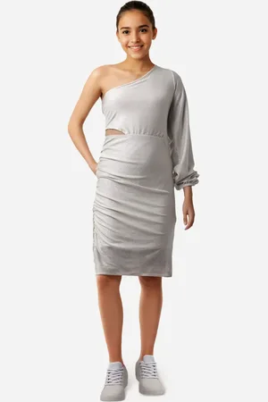C&A Vestido juvenil ombro único com brilho