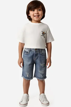 C&A Bermuda jeans infantil destroyed com bolso