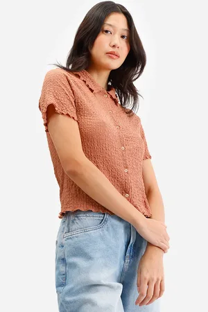 C&A Camisa manga curta texturizada rosa
