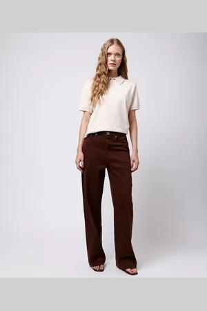 C&A Calça de sarja new york cintura alta mindset marrom