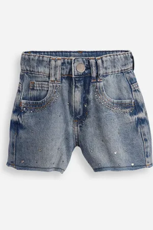 C&A Short mom infantil jeans com brilhos azul