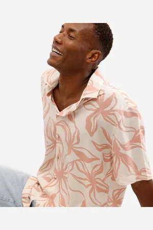 C&A Camisa masculina de viscose manga curta floral rosa