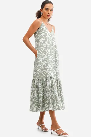 C&A Vestido midi feminino de viscose estampado verde