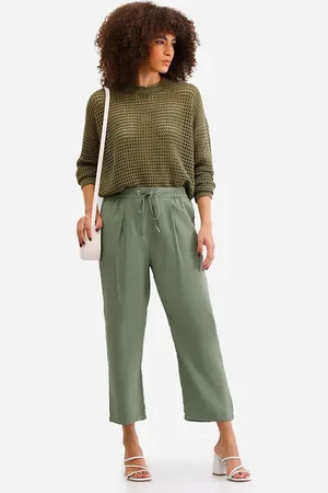 C&A Calça jogger feminina de viscose verde