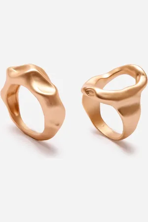 C&A Kit de 2 anéis orgânicos dourado