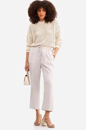 C&A Calça jogger feminina de viscose bege