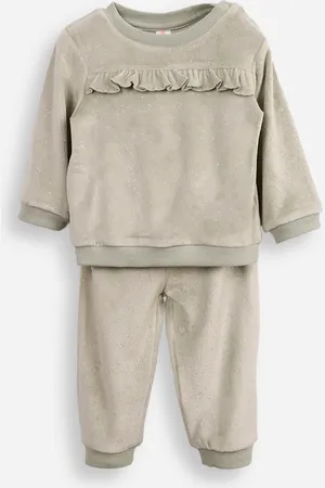 C&A Conjunto infantil longo de pelúcia com glitter verde