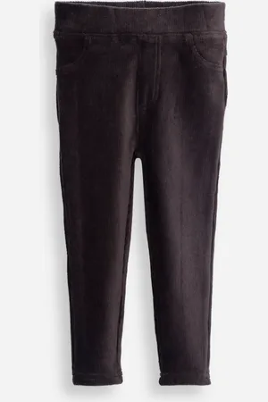 C&A Calça legging infantil de veludo texturizada cinza