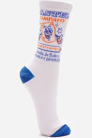 C&A Meia cano longo pastel branca