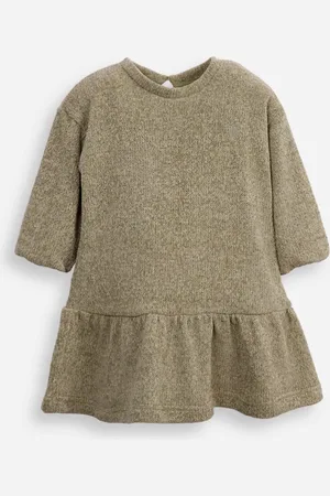 C&A Vestido infantil manga bufante com lurex verde