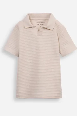C&A Polo infantil de algodão texturizada bege
