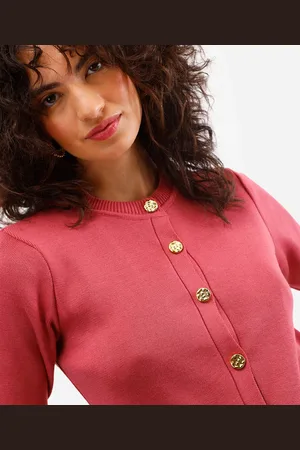 C&A Blusa feminina de tricot com botões rosa