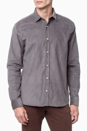 Calvin Klein Camisa Masculina Manga Longa Oversized Veludo Jeans