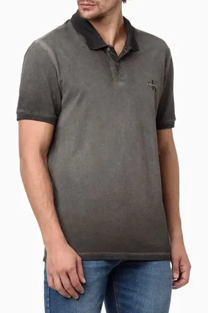 Calvin Klein Polo Masculina Manga Curta Re Issue Tinto Sujo Jeans