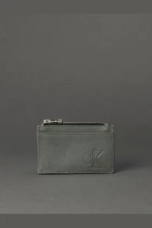 Calvin Klein Porta Cartão Feminino Zíper Queima Jeans