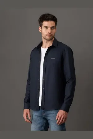 Calvin Klein Camisa Masculina Manga Longa Regular Lisa Jeans