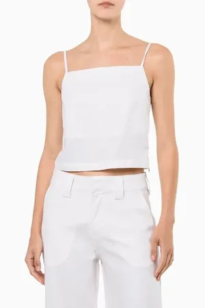 Calvin Klein Top Feminino Alças Finas Reto Linho