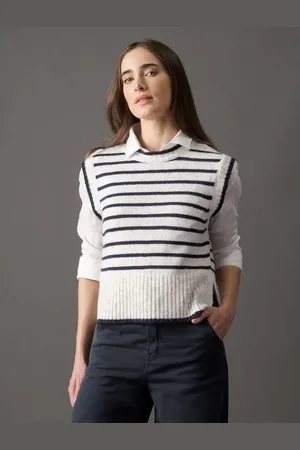 Calvin Klein Colete Feminino Tricot Listrado