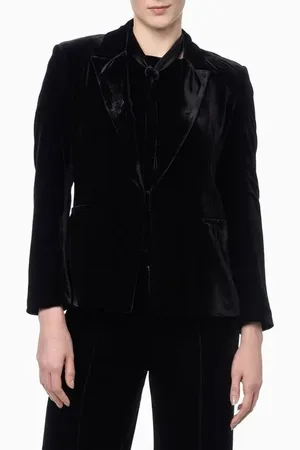 Calvin Klein Blazer Feminino Veludo Com Lapela Francesa