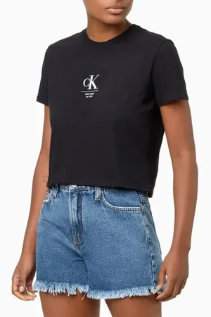 Calvin Klein Camiseta Feminina Flamê Logo
