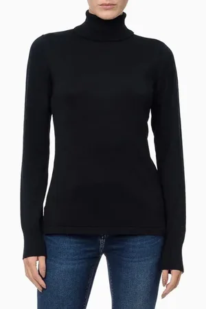 Calvin Klein Blusa Feminina Tricot Manga Longa Gola Alta