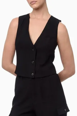 Calvin Klein Colete Feminino Alfaiataria Sarjado Jeans