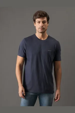 Calvin Klein Camiseta Masculina de Algodão Básica Estampa Logo Minimalista No Peito Jeans