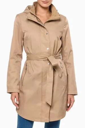 Calvin Klein Casaco Feminino Longo Botões e Cinto