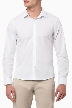 Calvin Klein Camisa Masculina Manga Longa Slim Maquinetada