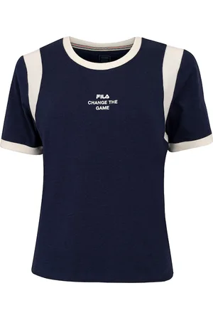 Fila Camiseta Feminina Manga Curta Ribbed Letter Retrô