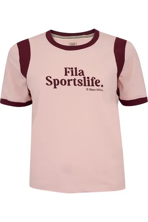 Fila Camiseta Feminina Manga Curta Ribbed Letter Retrô