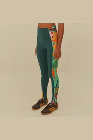 Gentleman Farmer Calça Legging Feminina Folhagem Banana Média Compressão Cós Médio