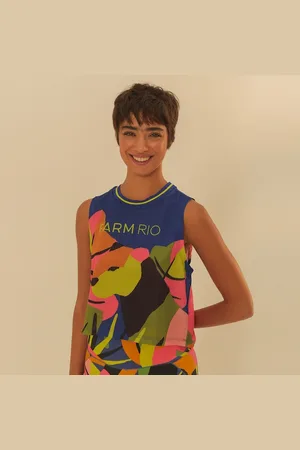 Gentleman Farmer Blusa Cropped Regata Feminina Tela Floresta de Leopardo