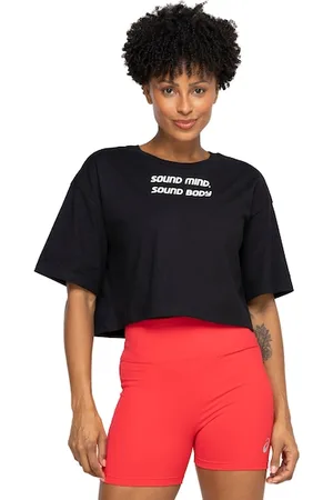 Asics Blusa Cropped Manga Curta Feminina Box Quadrada