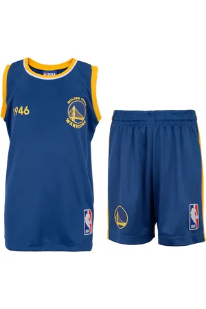 Braziline Kit de Uniforme do Golden State Warriors Infantil NBA Camiseta Regata + Calção