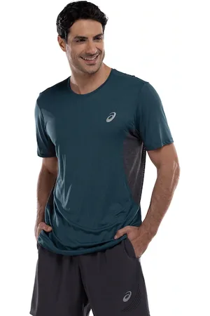 Asics Camiseta Masculina Manga Curta Respirável de Secagem Rápida Refletiva Mescla