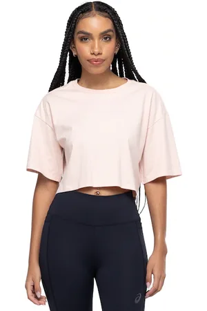 Asics Blusa Cropped Manga Curta Feminina Box Quadrada