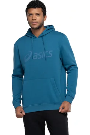 Asics Blusa de Moletom Masculina com Capuz Canguru Fechado Fleece