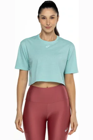 Asics Blusa Cropped Feminina Manga Curta Malha