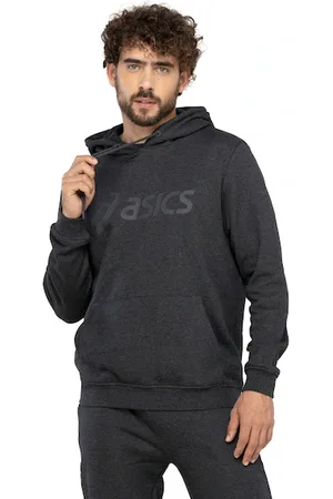 Asics Blusa de Moletom Masculina com Capuz Canguru Fechado Fleece