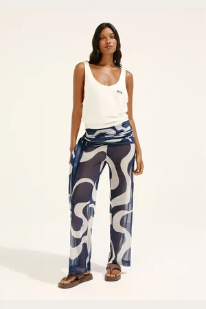Hering Calça Reta Estampada Em Tule Hering + Cosmo