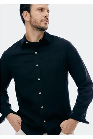 Hering Camisa Básica Masculina Manga Longa Slim Em Linho