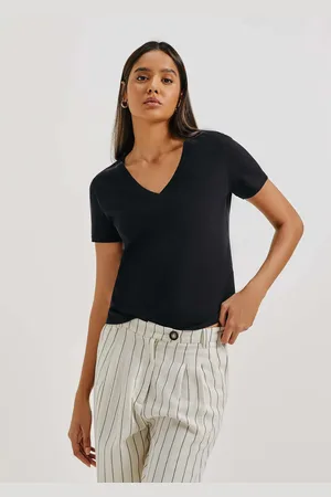 Hering Blusa Básica Feminina Manga Curta Decote V