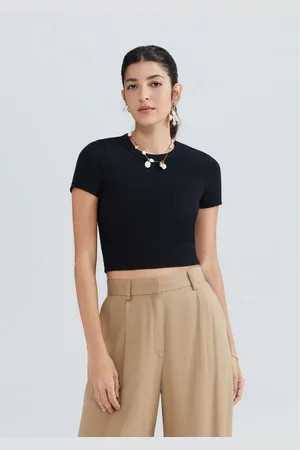 Hering Blusa Básica Feminina Cropped Em Ribana Canelada